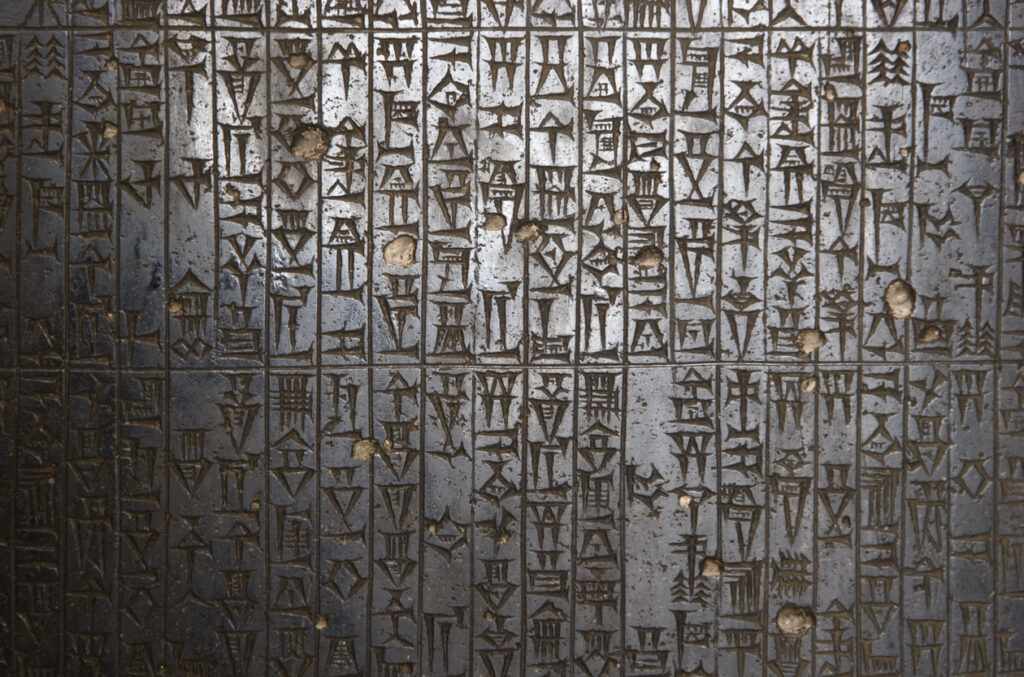 Stone slab depicting the Code of Hammurabi, one of the oldest known legal codes from ancient Babylon